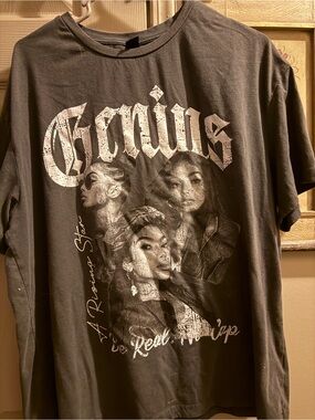 SHEIN Gray Graphic Tee with White Accent
